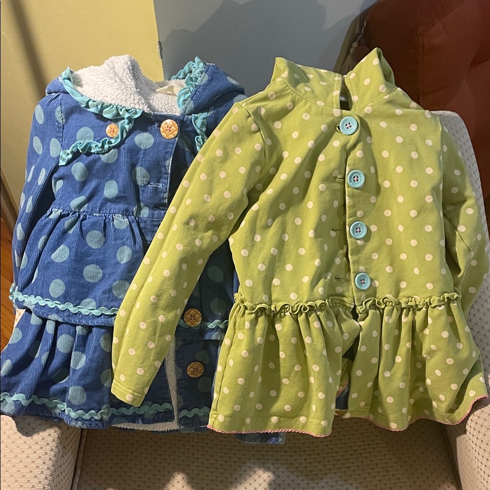 TWO Matilda Jane Polka Dot Children's Jackets - Blue and Green